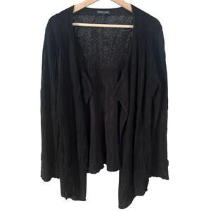 Eileen Fisher Cardigan Textured Cotton Blend in Black Medium